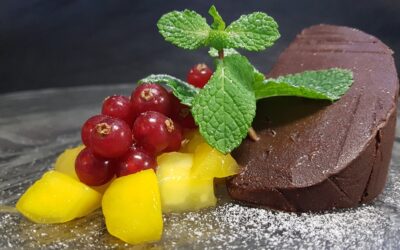 Chocolate Terrine with Mango Coulis