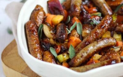 Sticky Sausage pan with Fennel, Beetroot and Orange